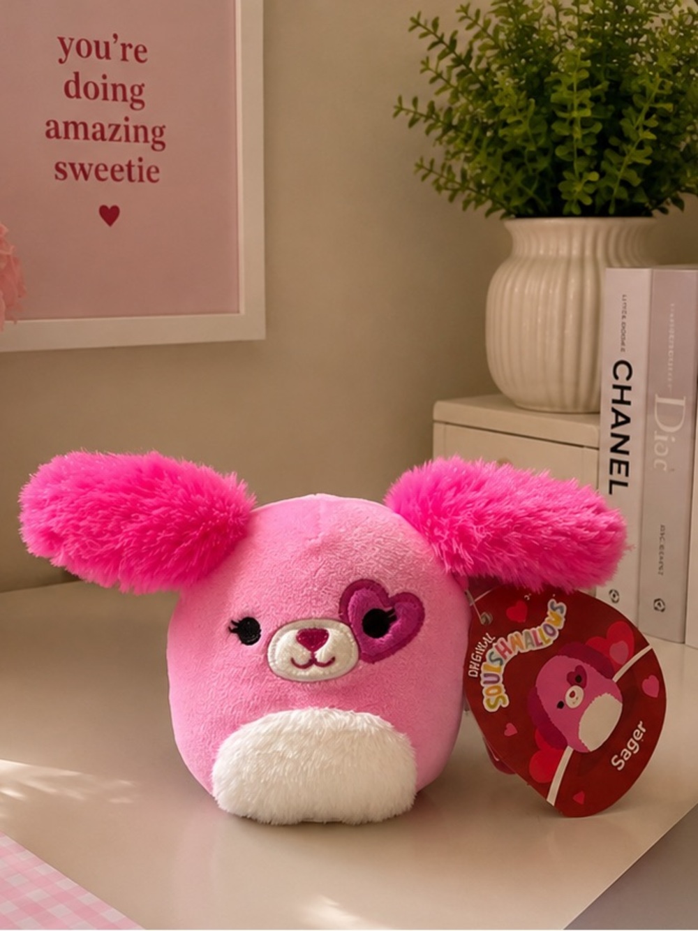 SQUISHMALLOW Sager The Spaniel Pink NWT 4”
